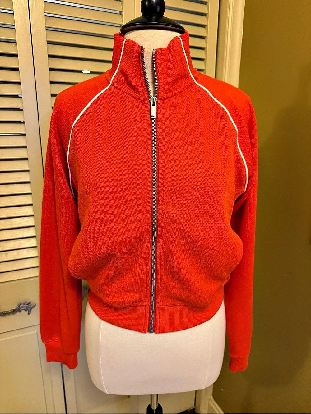 SPANX AirEssentials Contrast Piping Track Jacket Orange Small